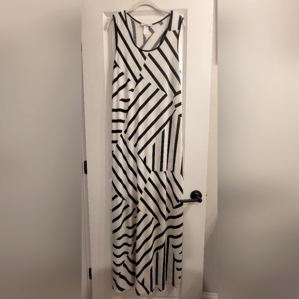 Black and White Striped Maxi Dress
